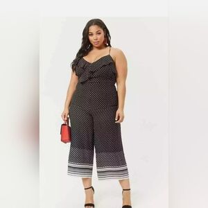 Forever 21 Plus Size Black White Polka Dot Wide Leg Jumpsuit 1X